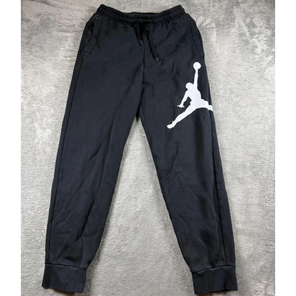 Jordan Jumpman Big Logo Black Fleece Jogger Sweatpants Mens XS